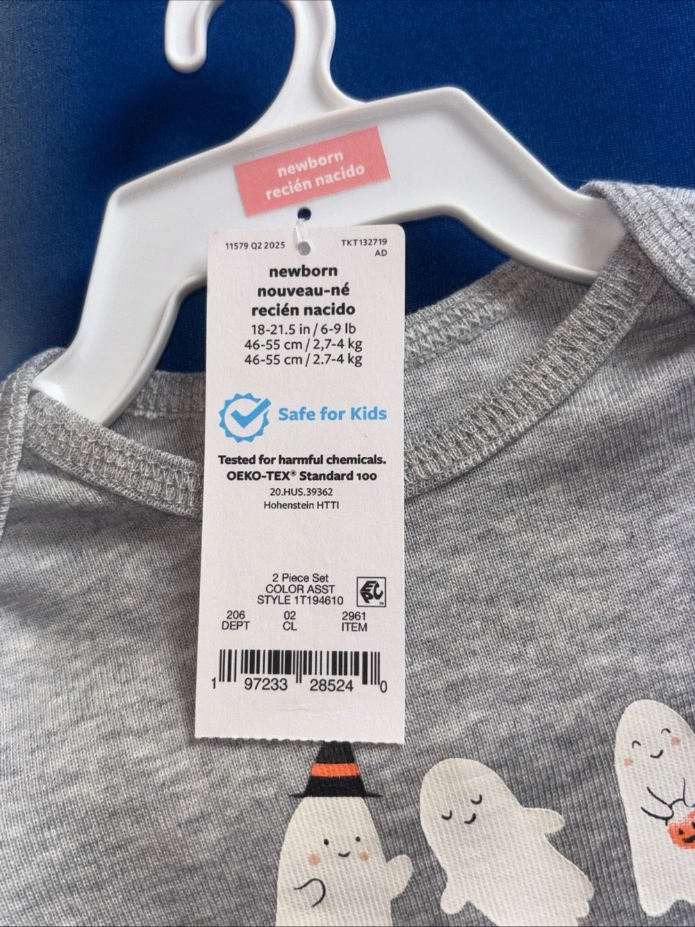 Carters‎ Baby New Born Lot Of 2 Outfits Halloween Ghost Gray/White NWT